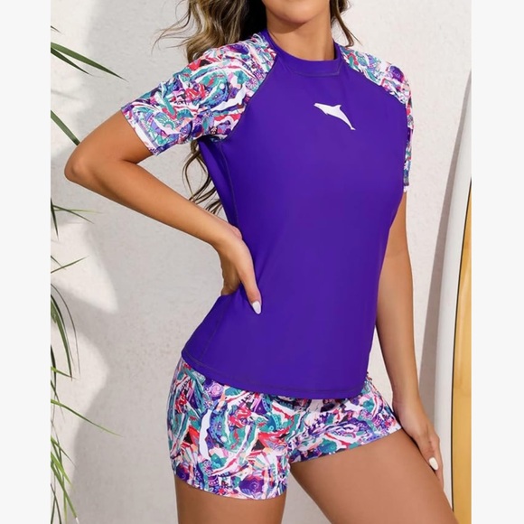 Purple Rash Guard Swim Set - Picture 2 of 9
